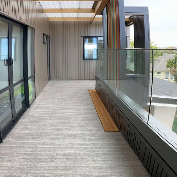 Finished balcony surfaced with a light Dec-K-ing vinyl membrane